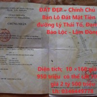 ĐẤT ĐẸP – Chính Chủ Cần Bán Lô Đất Mặt Tiền tại đường Lý Thái Tổ - Bảo Lộc - Lâm Đồng, Bảo Lộc