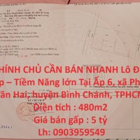 CHÍNH CHỦ CẦN BÁN NHANH Lô Đất Đẹp – Tiềm Năng lớn Tại huyện Bình Chánh, TPHCM