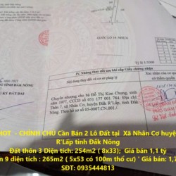 HOT HOT  - CHÍNH CHỦ Cần Bán 2 Lô Đất tại  Xã Nhân Cơ huyện Đắk R'Lấp tỉnh Đắk Nông