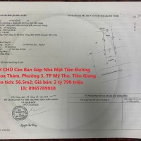 CHÍNH CHỦ Cần Bán Gấp Nhà Mặt Tiền Đường Hoàng Hoa Thám, Phường 3, TP Mỹ Tho, Tiền Giang