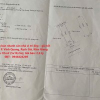 Chính chủ cần bán nhanh căn nhà vị trí đẹp – giá tốt tại khu TĐC P. Vĩnh Quang, Rạch Giá, Kiên Giang