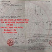 Chính chủ cần bán nhanh Lô Đất Vị trí Đẹp tại xã Bình Mỹ, huyện Củ Chi, TPHCM.