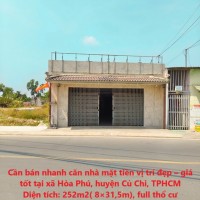 Cần bán nhanh căn nhà mặt tiền vị trí đẹp – giá tốt tại huyện Củ Chi, TPHCM