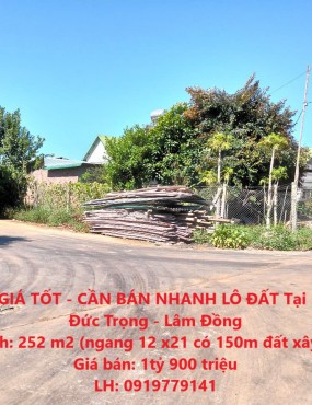 ĐẤT ĐẸP – GIÁ TỐT - CẦN BÁN NHANH LÔ ĐẤT Tại Liên Hiệp - Đức Trọng - Lâm Đồng