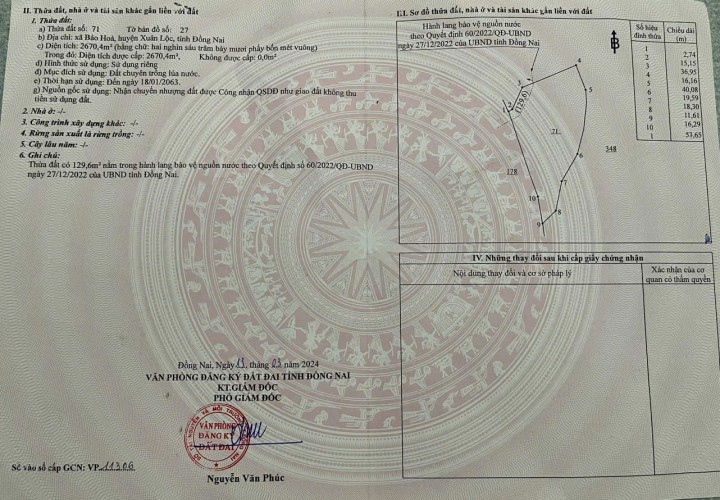 ĐẤT ĐẸP – GIÁ TỐT - CẦN BÁN LÔ ĐẤT tại  Xã Bảo Hoà Xuân Lộc, Đồng Nai