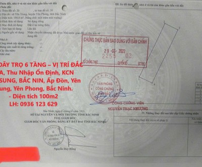BÁN DÃY TRỌ 6 TẦNG – VỊ TRÍ ĐẮC ĐỊA, Thu Nhập Ổn Định, KCN SAMSUNG, BẮC NINH
