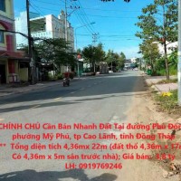 CHÍNH CHỦ Cần Bán Nhanh Đất Tại đường Phù Đổng, phường Mỹ Phú, tp Cao Lãnh, tỉnh Đồng Tháp