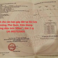 Chính chủ cần bán gấp đất tại Xã Cửa Dương, Phú Quốc, Kiên Giang.