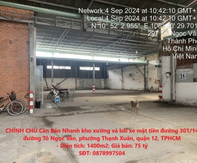 CHÍNH CHỦ Cần Bán Nhanh kho xưởng và bãi xe mặt tiền đường Tô Ngọc Vân, quận 12, TPHCM