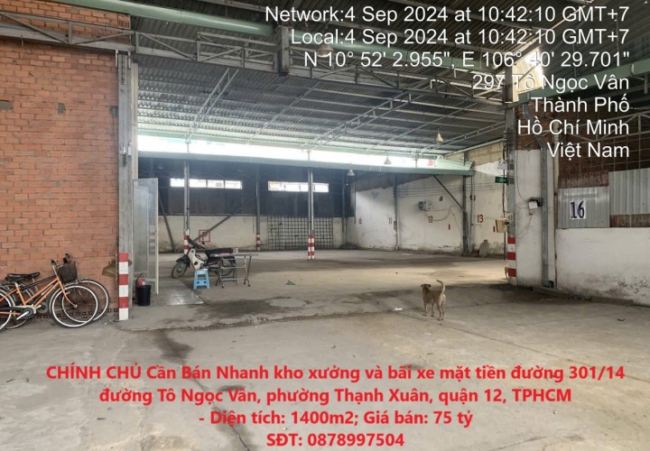CHÍNH CHỦ Cần Bán Nhanh kho xưởng và bãi xe mặt tiền đường Tô Ngọc Vân, quận 12, TPHCM