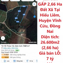 Chính Chủ Cần Bán GẤP 2,66 Ha Đất Xã Tại Hiếu Liêm, Huyện Vĩnh Cửu, Đồng Nai