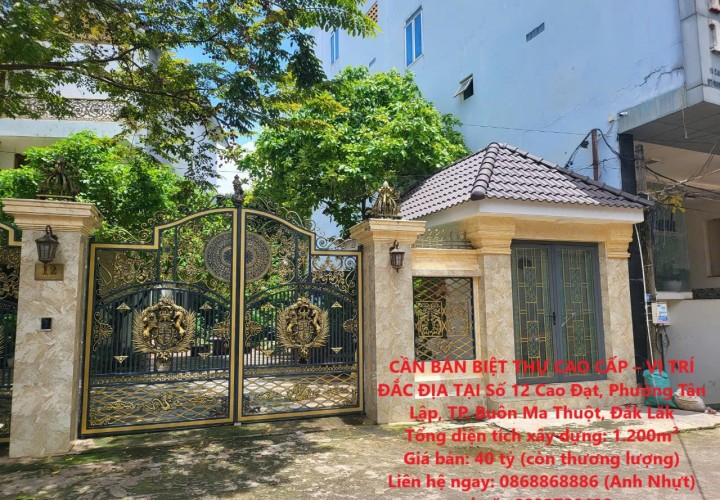 CHÍNH CHỦ Bán Căn Biệt Thự Cao Cấp - Vị Trí Đắc Địa Tại P. Tân Lập, TP Buôn Ma Thuột, Đăk Lăk