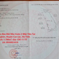 CHÍNH CHỦ Cần Bán Đất Nhà Vườn 2 Mặt Tiền Tại Thị Trấn Nghèn, Huyện Can Lộc, Hà Tĩnh.