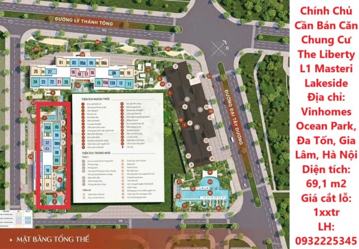 Chính Chủ Cần Bán Căn Chung Cư The Liberty L1 Masteri Lakeside