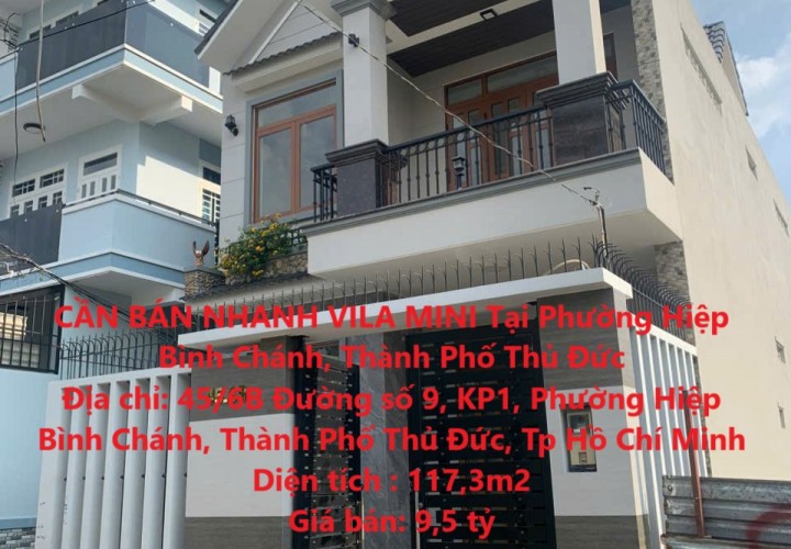 CẦN BÁN NHANH VILA MINI Tại Phường Hiệp Bình Chánh, Thành Phố Thủ Đức