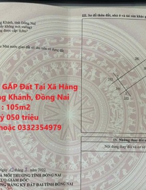 CHÍNH CHỦ CẦN BÁN GẤP Đất Tại Xã Hàng Gòn, Thành phố Long Khánh, Đồng Nai