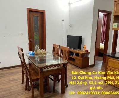 Bán Chung Cư Kim Văn Kim Lũ, Đại Kim, Hoàng Mai, Hà Nội 2,6 tỷ, 53,5 m2, 2PN, 2WC giá tốt.