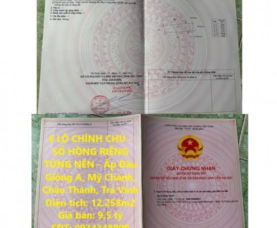 6 LÔ CHÍNH CHỦ - SỔ HỒNG RIÊNG TỪNG NỀN - Ấp Đầu Giồng A, Mỹ Chánh, Châu Thành, Trà Vinh