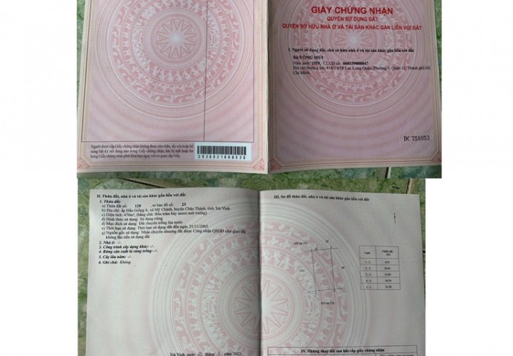 6 LÔ CHÍNH CHỦ - SỔ HỒNG RIÊNG TỪNG NỀN - Ấp Đầu Giồng A, Mỹ Chánh, Châu Thành, Trà Vinh