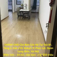 CHÍNH CHỦ Cần Bán Căn Hộ Tại Toà B1, Tầng 2, Căn 210, Ruby3, P. Phúc Lợi, Quận Long Biên, Hà Nội