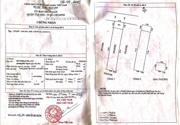 NHÀ CHÍNH CHỦ- GIÁ ĐẦU TƯ sở hữu ngay căn nhà vị trí tại quận Tân Phú  TPHCM