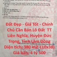 Đất Đẹp - Giá Tốt - Chính Chủ Cần Bán Lô Đất  TT Liên Nghĩa, Huyện Đức Trọng, Tỉnh Lâm Đồng