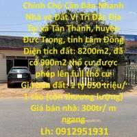 Chính Chủ Cần Bán Nhanh Nhà và Đất Vị Trí Đắc Địa Tại huyện Đức Trọng, tỉnh Lâm Đồng