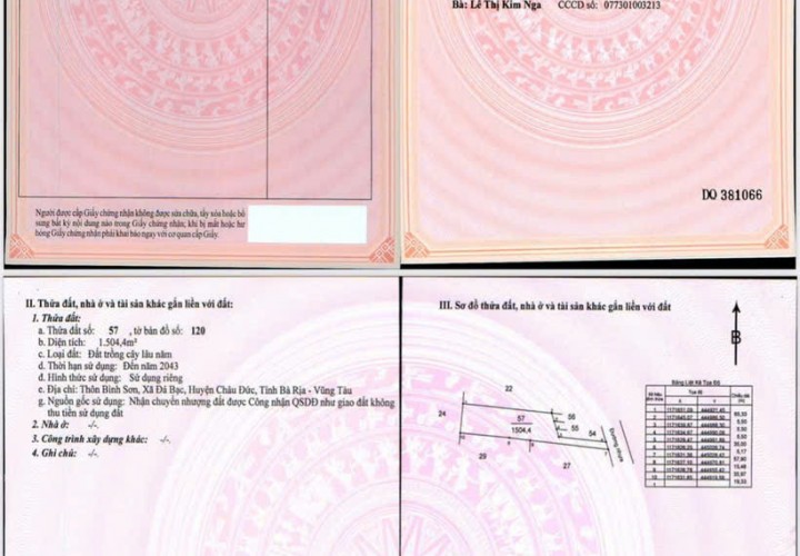 CHÍNH CHỦ Cần Bán Nhanh Đất Mặt Tiền Đường Nhựa Tại Xã Đá Bạc, Châu Đức, Bà Rịa Vũng Tàu