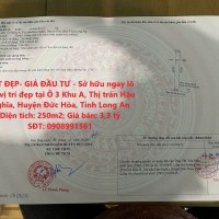 ĐẤT ĐẸP- GIÁ ĐẦU TƯ - Sở hữu ngay lô đất vị trí đẹp tại Thị trấn Hậu Nghĩa, Huyện Đức Hòa, Long An