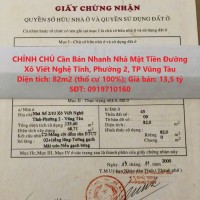 CHÍNH CHỦ Cần Bán Nhanh Nhà Mặt Tiền Đường Xô Viết Nghệ Tĩnh, Phường 2, TP Vũng Tàu