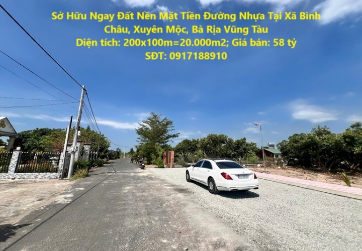 Sở Hữu Ngay Đất Nền Mặt Tiền Đường Nhựa Tại Xã Bình Châu, Xuyên Mộc, Bà Rịa Vũng Tàu