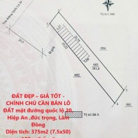 ĐẤT ĐẸP – GIÁ TỐT - CHÍNH CHỦ CẦN BÁN LÔ ĐẤT mặt đường quốc lộ 20, Hiệp An ,đức trọng, Lâm Đồng