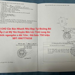 CHÍNH CHỦ Cần Bán Nhanh Nhà Đẹp Tại Đường Bờ Kinh Ấp 2 xã Mỹ Yên Huyện Bến Lức Tỉnh Long An