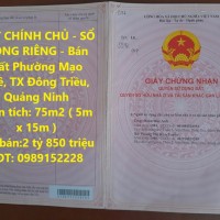 ĐẤT CHÍNH CHỦ - SỔ HỒNG RIÊNG - Bán Đất Phường Mạo Khê, TX Đông Triều, Quảng Ninh
