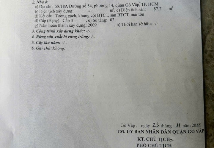 HÓT HÓT !!! HÀNG MỚI HẺM TRƯỚC  NHÀ 5M THOÁNG MÁT Vị Trí Tại Q.Gò Vấp ,TP HCM
