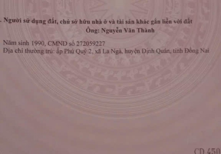 CHÍNH CHỦ Cần Bán Lô Đất Tại Ấp Phú Quý 2, Xã La Ngà, Huyện Định Quán, Đồng Nai.