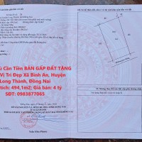 Chính Chủ Cần Tiền BÁN GẤP ĐẤT TẶNG NHÀ - Vị Trí Đẹp Xã Bình An, Huyện Long Thành, Đồng Nai