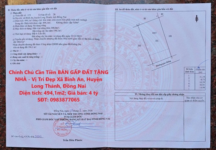 Chính Chủ Cần Tiền BÁN GẤP ĐẤT TẶNG NHÀ - Vị Trí Đẹp Xã Bình An, Huyện Long Thành, Đồng Nai