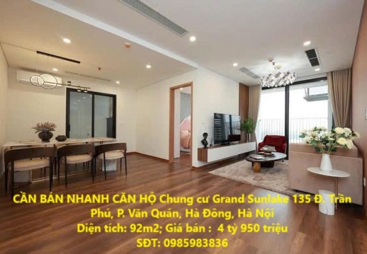 CẦN BÁN NHANH CĂN HỘ Chung cư Grand Sunlake Văn Quán, Hà Đông