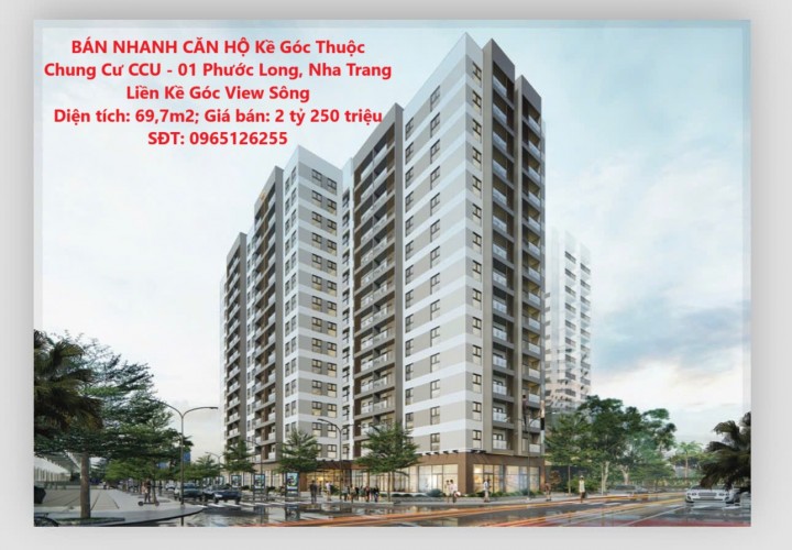BÁN NHANH CĂN HỘ Kề Góc Thuộc Chung Cư CCU - 01 Phước Long, Nha Trang Liền Kề Góc View Sông