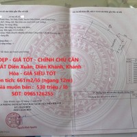ĐẤT ĐẸP - GIÁ TỐT - CHÍNH CHỦ CẦN BÁN ĐẤT Diên Xuân, Diên Khánh, Khánh Hòa - GIÁ SIÊU TỐT