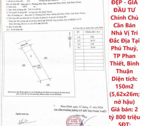 NHÀ SIÊU ĐẸP - GIÁ ĐẦU TƯ Chính Chủ Cần Bán Nhà Vị Trí Đắc Địa Tại Phú Thuỷ, TP Phan Thiết, Bình Thuận