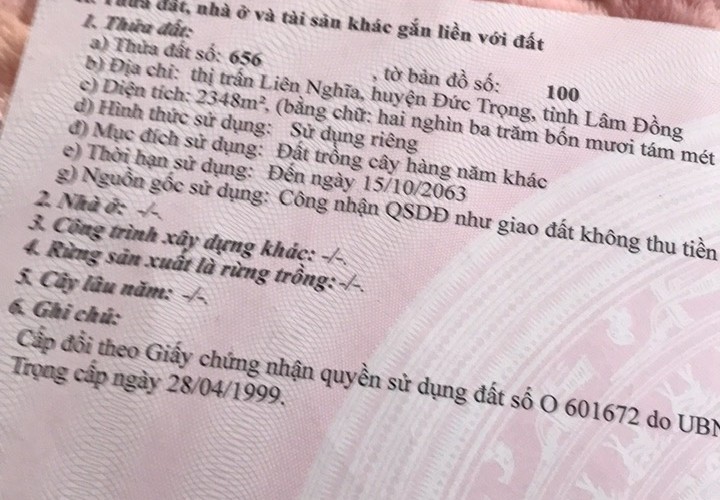 ĐẤT SIÊU ĐẸP - Chính Chủ Cần Bán Lô Đất  Tại Thị Trấn Liên Nghĩa,  Đức Trọng, Lâm Đồng