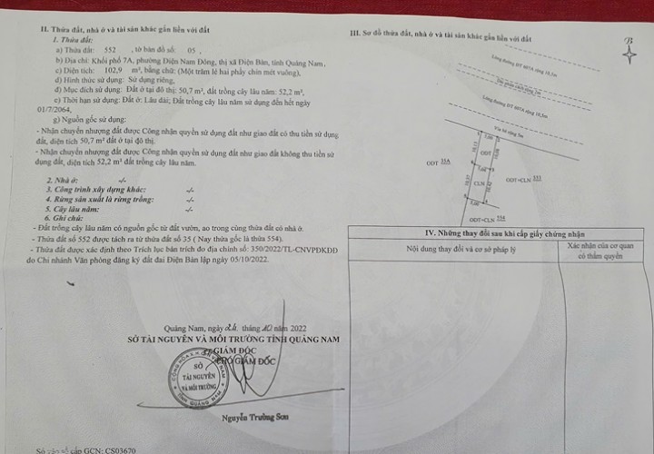 ĐẤT ĐẸP - CẦN BÁN LÔ ĐẤT MẶT TIỀN TẠI Đường Trần Thủ Độ, P.Điện Nam Đông, TX xã Điện Bàn, Quảng Nam
