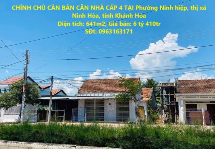 CHÍNH CHỦ CẦN BÁN CĂN NHÀ CẤP 4 TẠI Phường Ninh hiệp, thị xã Ninh Hòa, tỉnh Khánh Hòa