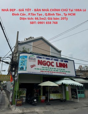 NHÀ ĐẸP - GIÁ TỐT - BÁN NHÀ CHÍNH CHỦ Tại 188A Lê Đình Cẩn , P.Tân Tạo , Q.Bình Tân , Tp HCM