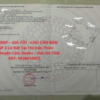ĐẤT ĐẸP – GIÁ TỐT –CHỦ CẦN BÁN GẤP 3 Lô Đất Tại Thị trấn Thiên Cầm ,huyện Cẩm Xuyên - tỉnh Hà Tĩnh
