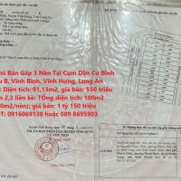CHÍNH CHỦ CẦN BÁN NHANH 3 Nền Vị Trí Đẹp Tại Cụm Dân Cư Bình Châu B, Xã Vĩnh Bình, Huyện Vĩnh Hưng, Long An