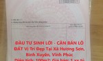 ĐẦU TƯ SINH LỜI - CẦN BÁN LÔ ĐẤT Vị Trí Đẹp Tại Xã Hương Sơn, Bình Xuyên, Vĩnh Phúc