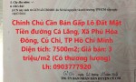 Chính Chủ Cần Bán Gấp Lô Đất Mặt Tiền đường Cá Lăng, Xã Phú Hòa Đông, Củ Chi, TP Hồ Chí Minh